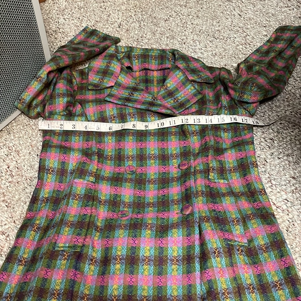 Vintage 60s/70s wool plaid suit - blazer and wide leg high rise pants - Picture 4 of 13